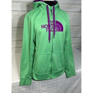 The North Face Womens Full Zip Hoodie Jacket Green Large Casual Fall SOFT SHELL